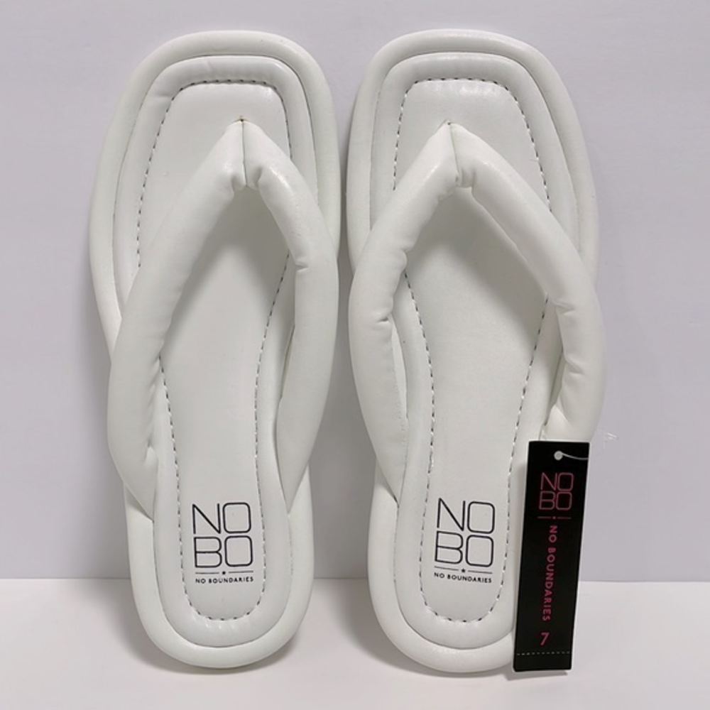 NOBO No Boundaries‎ Women’s Puffy Flip Flops Sandals - White 7